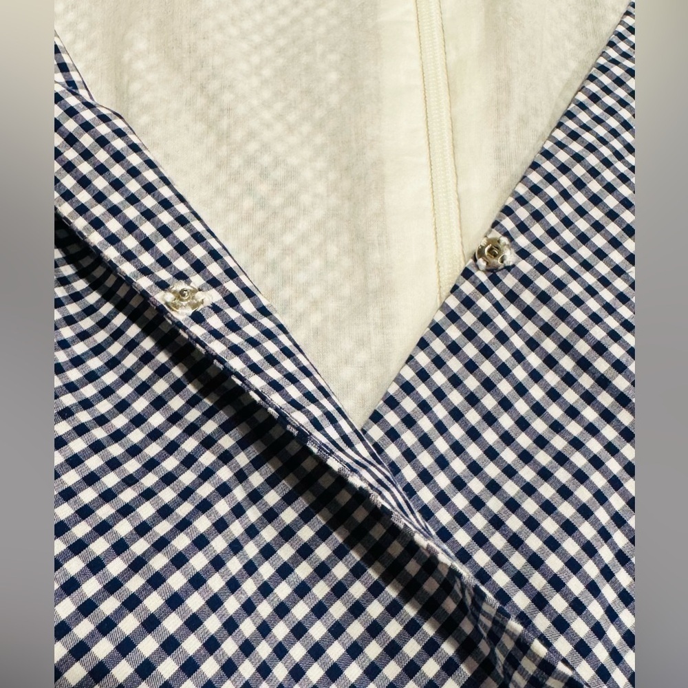 J. Crew Gingham Dress Blue and White Womens Size 6 Cap Sleeve 100% Cotton Poplin - Picture 11 of 15